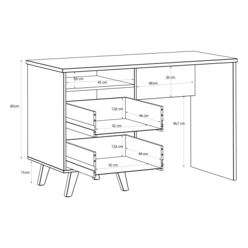 Biurko 2 Szuflady  Deska Dębowa/Biały